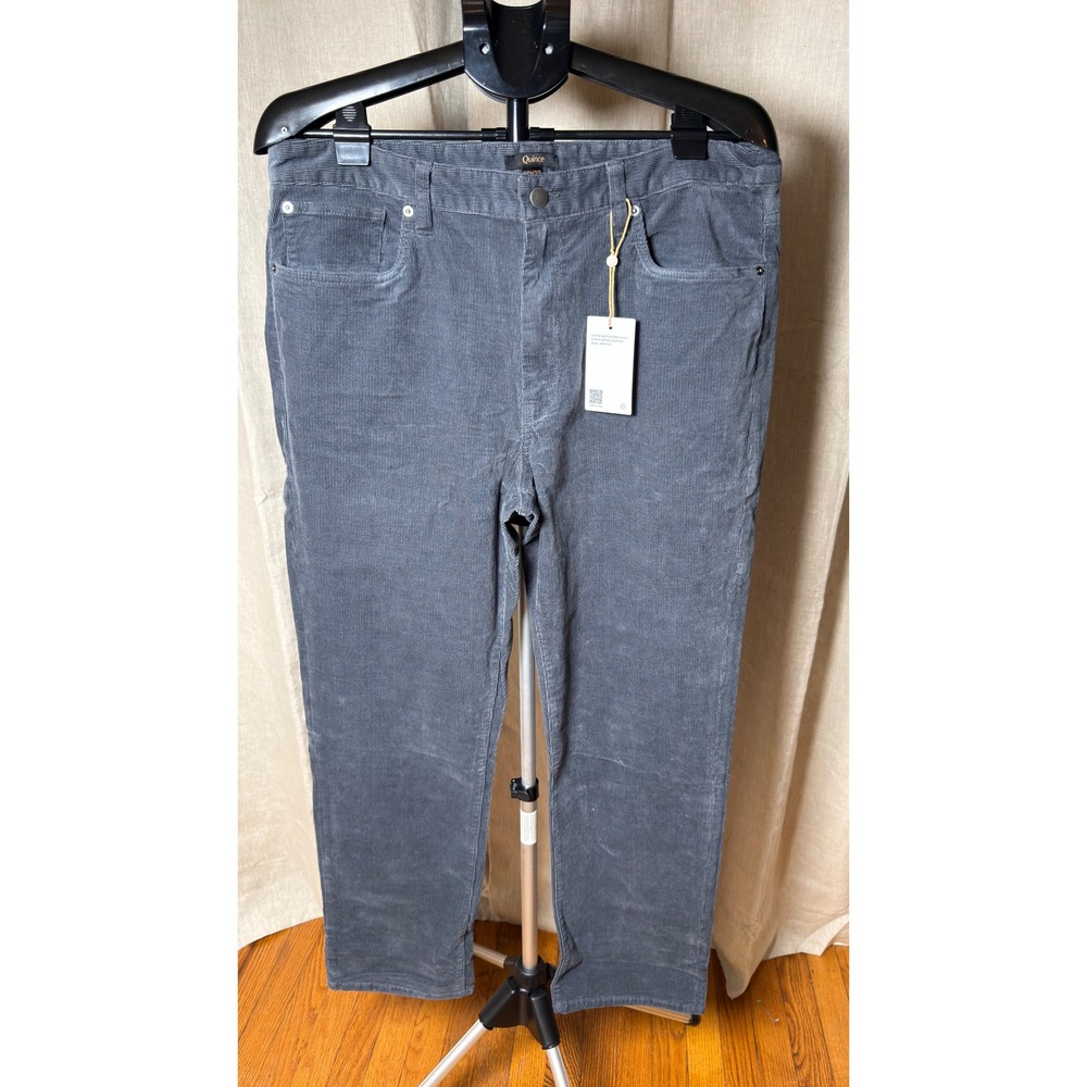 Quince Men's Organic Stretch Corduroy 5-Pocket Pants 36x32 Dark Coal NWT